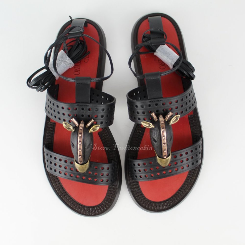 NEW VALENTINO GARAVANI RUNWAY Ankle Sandals, Black, EU 37 - Picture 4 of 14